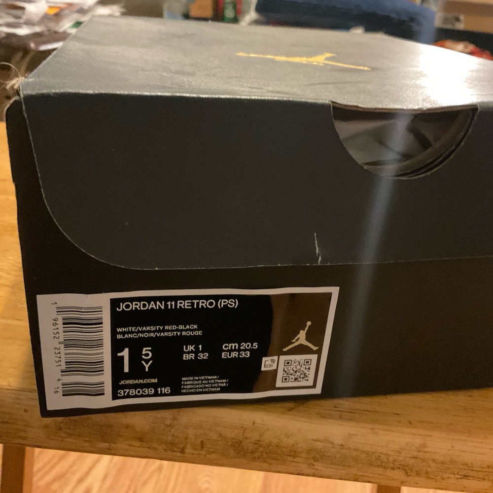 Red Jordan 11 size 1 1/2